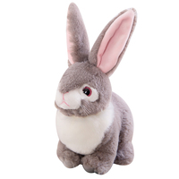 Peluche Lapin Mignon avec Grandes Oreilles, Poitrine Blanche, Jouet Lapin Assis pour Chambre d'Enfant, Décoration Maison, Collection Vente au Détail