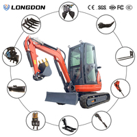 Mini Excavadora de 2.5 Toneladas con Sistema Hidráulico Completo, Certificación CE, Orugas de Goma Telescópicas, para Jardinería, Excavación y Drenaje