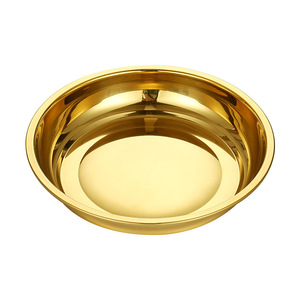 304 Stainless Steel Round Gold Tray Shallow Plate For Hotel Food Home Use Durable Solid Color Serving Tray - Product Image 4