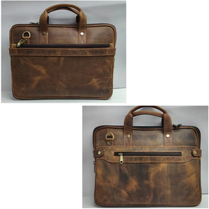 Sac à ordinateur portable élégant en cuir véritable, grande capacité, portable, robuste, avec bretelles pour le travail et les voyages, Inde - Product Image 1