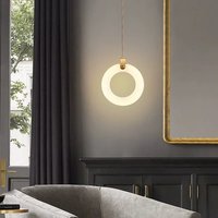 Lampes suspendues en marbre espagnol MEEROSEE pour chambre à coucher, bar, couloir, éclairage rond en forme d'anneau, MD88197