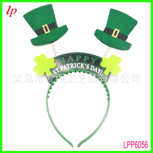 Bandeau chapeau trèfle irlandais avec plumes et paillettes, mini chapeau haut de forme, accessoire de tête pour la fête de la Saint-Patrick, unisexe, printemps-été - Product Image 4
