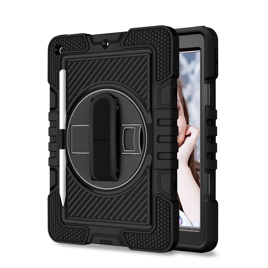 Detachable Portable Silicon Hybrid Rugged Cover Shoulder Strap Stand Tablet Case For Samsung Tab A 10.1 2016 iPad 10 2022