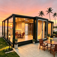 Maison conteneur extensible de 20 pieds, résistante aux cyclones, avec mur-rideau en verre, Tiny House, Annexe, Montage rapide, Globale