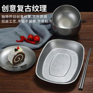 Stainless Steel Rice Bowl Round Solid Color Hotel Diningware Set Daily Use - Product Image 4