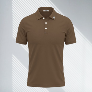 Polo en coton à manches courtes pour homme, couleur unie, style décontracté, respirant, logo sur le devant, coupe classique - Product Image 1