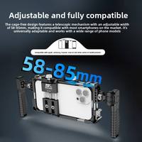 Stabilisateur portable universel en plastique pour téléphone portable, type cage, avec double poignée, cadre d'extension pour appareil photo, compatible jusqu'à 6 kg