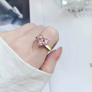 Bague Zircon rose amour à la mode pour femme élite luxe élégant et jolie fille ouverture Index bague de fiançailles de mariage bijoux - Product Image 2