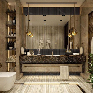تصميم فاخر جديد لعام 2021 مناسب لمشاريع الفلل، خزانة حمام من الخشب الصلب لغرفة النوم الرئيسية - Product Image 1