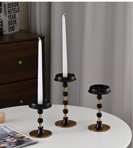 3Pcs American Vintage Black Gold Iron Eco-Friendly Handmade Metal Candlesticks Candle Holder for <strong>Dining</strong> Christmas Wedding Decor - Product Image 1