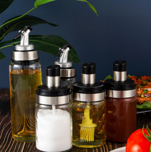 Caliente barbacoa cruet saborizante de la abeja de la miel especia pimienta tarro de aceite 250 ml de salsa de Chile botella de vidrio embalaje cepillo de silicona con cuchara - Product Image 2
