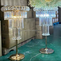 Décoration de mariage, centre de table, support à fleurs en métal argenté et doré, cristal acrylique, centre de table pour fête de mariage