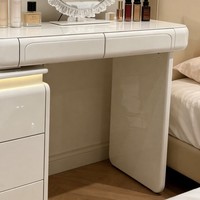 Ensemble Coiffeuse et Miroir LED de Luxe en MDF Crème Français Premium, Réglable en Hauteur, avec Grands Tiroirs pour Chambre à Coucher