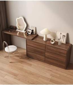 Moderno Simple Cubo de madera maciza Gabinete Tocador Dormitorio Cama Extremo Almacenamiento con esquina integrada Escritorio Maquillaje Vanidades - Product Image 5
