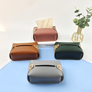 Caja de pañuelos de cuero estilo nórdico, organizador de almacenamiento para el hogar, el coche y la sala de estar, opciones multicolor - Product Image 1