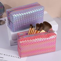 Sac de toilette et de maquillage JOYSUN personnalisé, grande capacité, portable, imperméable, en cuir PU tissé coloré