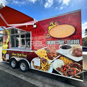 China Food Trailer Cart 4 Ruedas Snack Food Vending Trailer Food Catering Trailer para la venta Ice Cream Vending Cart - Product Image 5