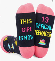 Chaussettes personnalisées en coton peigné de qualité supérieure pour un confort ultime, chaussettes amusantes pour fête d'anniversaire, cadeau personnalisé pour les adolescentes