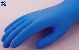 Hot New Products Yellow And Blue Bicolor Household Latex Latex Gloves Kitchen Universal Cleaning And Dishwashing Latex Gloves