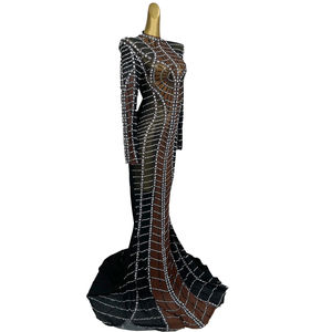 Elegante Rhinestone cumpleaños boda graduación noche sirena vestido mujeres banquete graduación largo trompeta vestido cena Club desgaste - Product Image 2