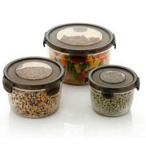 Round Food Storage Containers with Clip-On Lids Airtight Freshness Preservation Kitchen Use PP Material Minimalist Design - Product Image 1