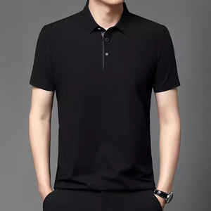 เสื้อโปโลแขนสั้นผ้าไหมน้ำแข็งสำหรับผู้ชายสีทึบผ้าบางสวมใส่สบายเสื้อโปโลลำลองสำหรับธุรกิจฤดูร้อน - Product Image 4