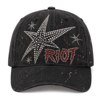 Gorra de Béisbol Vintage Lavada de Alta Calidad con Estrella de Diamantes de Imitación, Gorra Suave Estilo Papá, Venta al por Mayor de Sombreros Transfronterizos