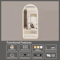 Vente directe en usine forme contemporaine arquée Led pleine longueur bord lumière sans cadre corps complet miroir LED