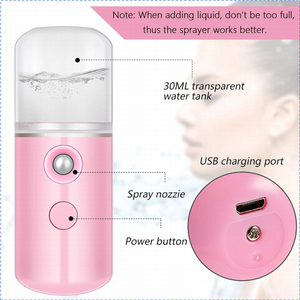เครื่องพ่นละอองน้ำแบบพกพาขนาดเล็ก ชาร์จผ่าน USB สำหรับใช้ในบ้าน ดูแลผิวหน้า ขนตา ไอออนิก ใช้ในรถยนต์ กลางแจ้ง เทคโนโลยีนาโน - Product Image 4
