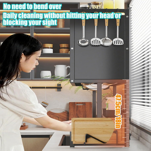 Organizador de Platos Metálico Multifuncional de Doble Capa para Fregadero de <span class=keywords><strong>Cocina</strong></span>, Moderno, a Prueba de Polvo, con Drenaje, para Vajilla - Product Image 5
