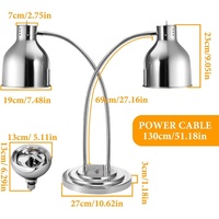 Lampe chauffante élégante à double tête pour buffet, avec chauffage à température réglable et économie d'énergie, idéale pour les événements de restauration et la présentation de pizzas