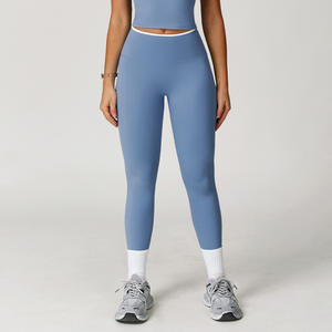 Leggings de Yoga para Mujer de Nylon y Spandex con Elasticidad <span class=keywords><strong>en</strong></span> Cuatro Direcciones - Ecológicos, hasta el Tobillo, de Cintura Alta, Transpirables, Color Piel, Deportivos, con Contraste - Product Image 5