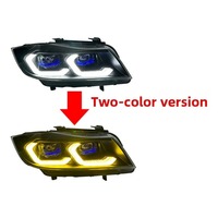 Feux avant HETOP E90 2005-2012 Série 3 Version bicolore Jaune et Blanc Lampe Ikon Mise à niveau LED DRL Style lentille laser pour BMW
