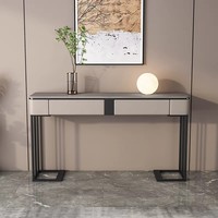 Table console moderne de luxe légère avec plateau en marbre miroir et structure métallique pour salon, villa, appartement, mobilier de maison, garantie 5 ans