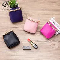 Andong-caja de lápices de labios de piel de oveja para mujer, bolso cosmético pequeño y práctico, con Clip, monedero de bolsillo