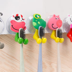 Criativo bonito Cartoon Animal Wall Mounted armazenamento banheiro crianças sucção Toothbrush titular - Product Image 1