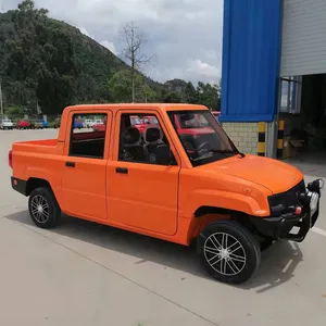 Chinese Brand 45km/h Lithium Battery Passenger Pickup 4 Seats Mini Electric Pickup Truck Double Row Truck Cars