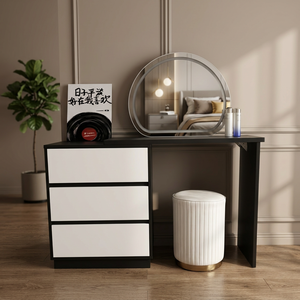 Modern Makeup <b>Vanity</b> <b>Table</b> With Lighted <b>Mirror</b> Storage Desk For Bedroom Furniture - Product Image 3