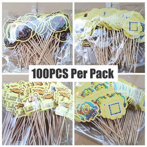 Individuelle Logo-Fähnchen-Zahnstocher für Partys, Holz-Zahnstocher-Fähnchen mit Markenlogo für Burger, Hamburger, Sandwich und Kuchen - Product Image 5