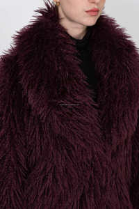 Veste courte en fausse fourrure effet fourrure courte de qualité supérieure, élégante, pour femmes, luxe, bordeaux, peluche, fausse fourrure, veste moelleuse de luxe, <span class=keywords><strong>manteau</strong></span> en fourrure <span class=keywords><strong>court</strong></span> - Product Image 4