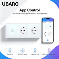 Interruptor Inteligente Zigbee 3.0 con Panel de Vidrio Templado Estándar Europeo Tipo 228, Enchufe Normal para Control por Aplicación Tuya, 220V 16A, Compatible con Voz Alice