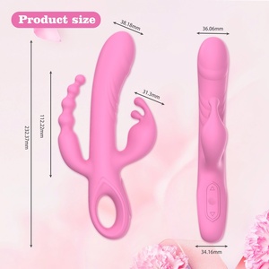 Vibromasseur en silicone liquide de qualité alimentaire 30 fréquences Stimulation du <span class=keywords><strong>point</strong></span> <span class=keywords><strong>g</strong></span> trois en un avec plug anal Faux pénis Jouet sexuel pour femme et adulte - Product Image 6