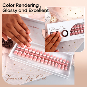 Ongles en gel souple à couverture complète, style French Manucure, courts, carrés, brillants, faciles à appliquer, pour extension d'ongles - Product Image 6