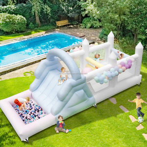 Château gonflable blanc de 25 pieds, parcours d'obstacles gonflable commercial en PVC, château gonflable aquatique, <span class=keywords><strong>macaron</strong></span> de rêve 25x9x9 pieds - Product Image 1
