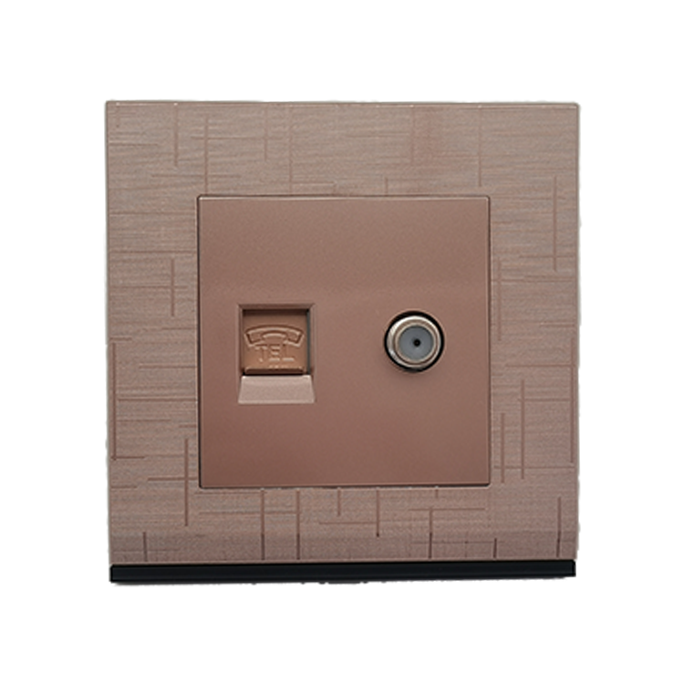 Factory Hot Wholesale Selling British Standard One Telephone Socket With Satellite PC Wire Drawing Standard Grounding for Home