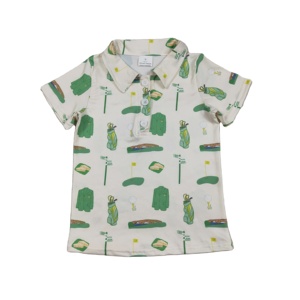 Camiseta de Manga Larga para Bebé Niño, Modelo BT1583 RTS, Diseño de Golf Verde, con Botones, Ropa de Verano - Product Image 1