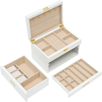 Holzkoffer Geschenkbox Halskette Ring Uhren Organizer Holzschmuckbox Handgefertigt Hochwertige Holzschmuckschatulle Weißlackiert