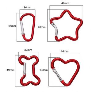 <b>Custom</b> Aluminum Carabiner <b>Keychain</b> in Star Love Heart Bone Shapes D-Ring DIY Bag Phone Chain Hook Accessory for Promotional Gift - Product Image 2