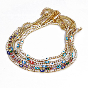 NZ1033 New Chic Dainty Oro Minimalista Cubic Zirconia Diamante DELLA CZ con Smaltato Evil Eyes Da Tennis Della <span class=keywords><strong>Collana</strong></span> Del Choker - Product Image 4