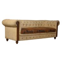 Großhandel Luxuriöses 3-Sitzer Chesterfield-Sofa aus Echtleder & Stoff für Schule und Wohnzimmer, Moderne Wohnmöbel